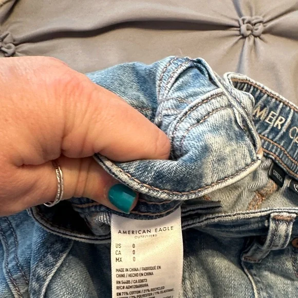 American Eagle Outfitters Light Blue Rolled-Hem Denim Shorts - Picture 3 of 3